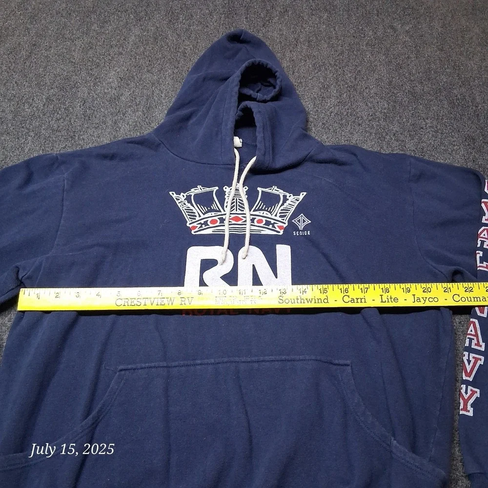 Vintage Royal Navy Hoodie by Senior Size XL Blue Sweatshirt 90s‎ Pullover